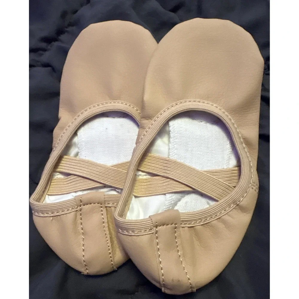 NEW Girls Pink Leather Ballet Dance Slippers Shoes EU 26 US Kids 9.5-10